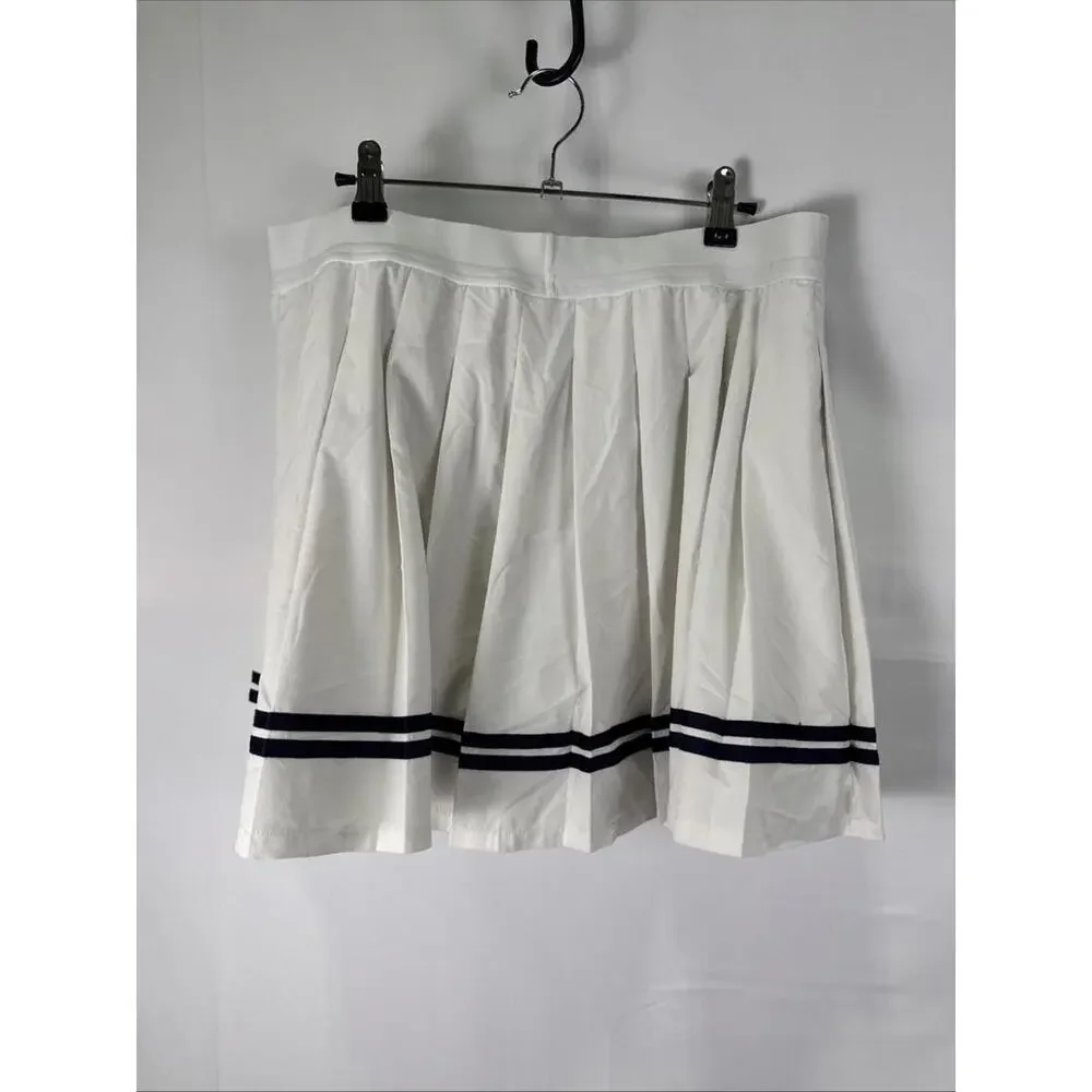 Polo Ralph Lauren White Stretch High-Waisted Pleated Skort Size L with Stain